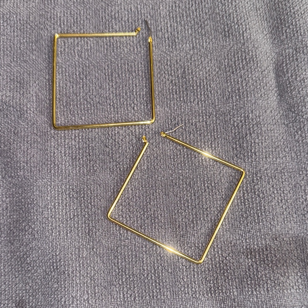 Large Gold Square Hoop Earrings